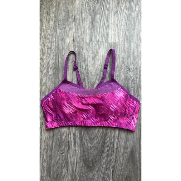 REI Moving‎ Comfort Racerback Full Coverage Pink Purple Alexis Sports Bra Small - Picture 1 of 7